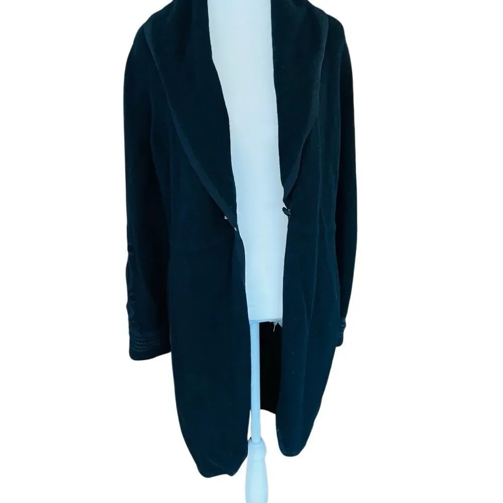 LRL Ralph Lauren 100% Lambswool black knee length sweater, arm embellishment